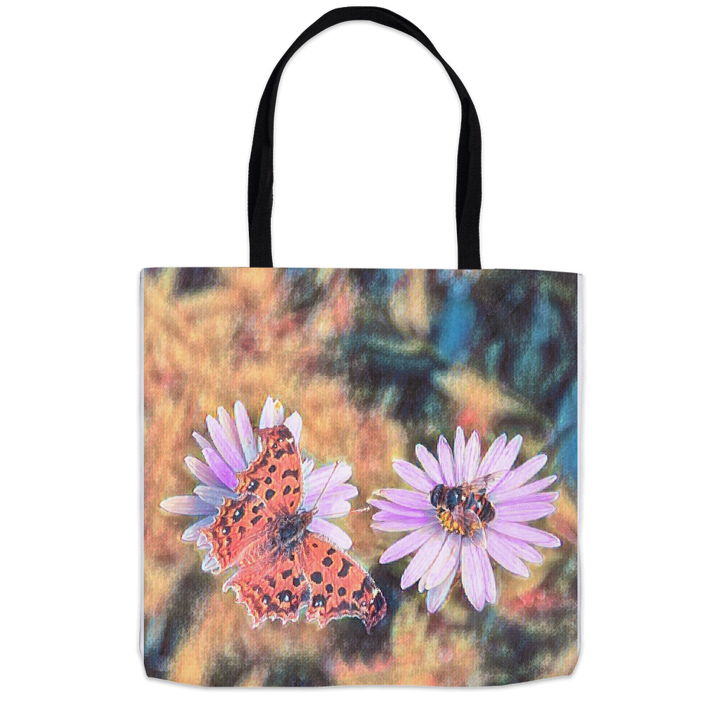 Vintage Butterfly & Bee on Purple Flower Tote Bag 18x18 inch Shopping Totes bee tote bag gift for bee lover gifts original art tote bag totes zero waste bag