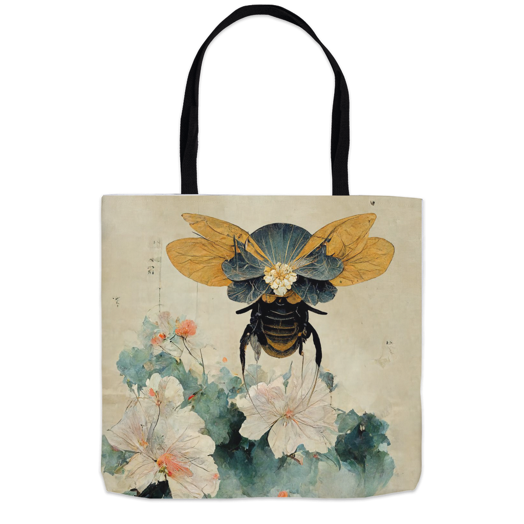 Vintage Japanese Paper Flying Bee Tote Bag 18x18 inch Shopping Totes bee tote bag gift for bee lover gifts original art tote bag totes Vintage Japanese Paper Flying Bee zero waste bag