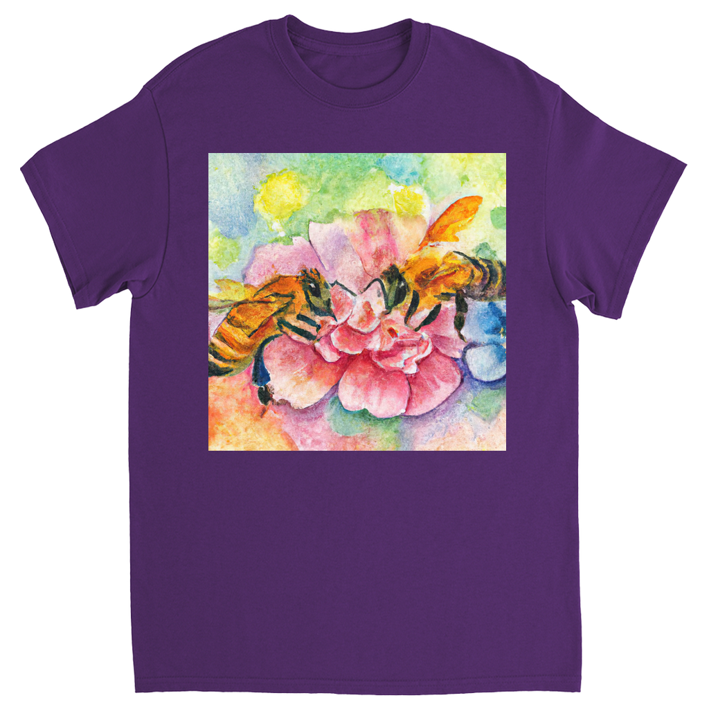 Bees Talking it Over Unisex Adult T-Shirt Purple Shirts & Tops apparel Bees Talking it Over