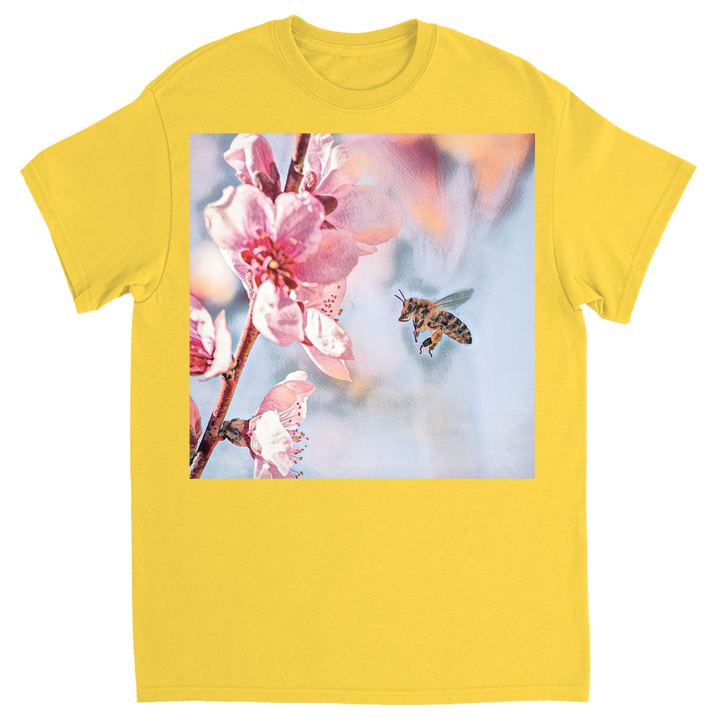 Water Color Bee with Flower Unisex Adult T-Shirt Daisy Shirts & Tops apparel