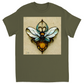Blue Art Nouveau Bee T-Shirt Military Green Shirts & Tops apparel Blue Art Nouveau Bee