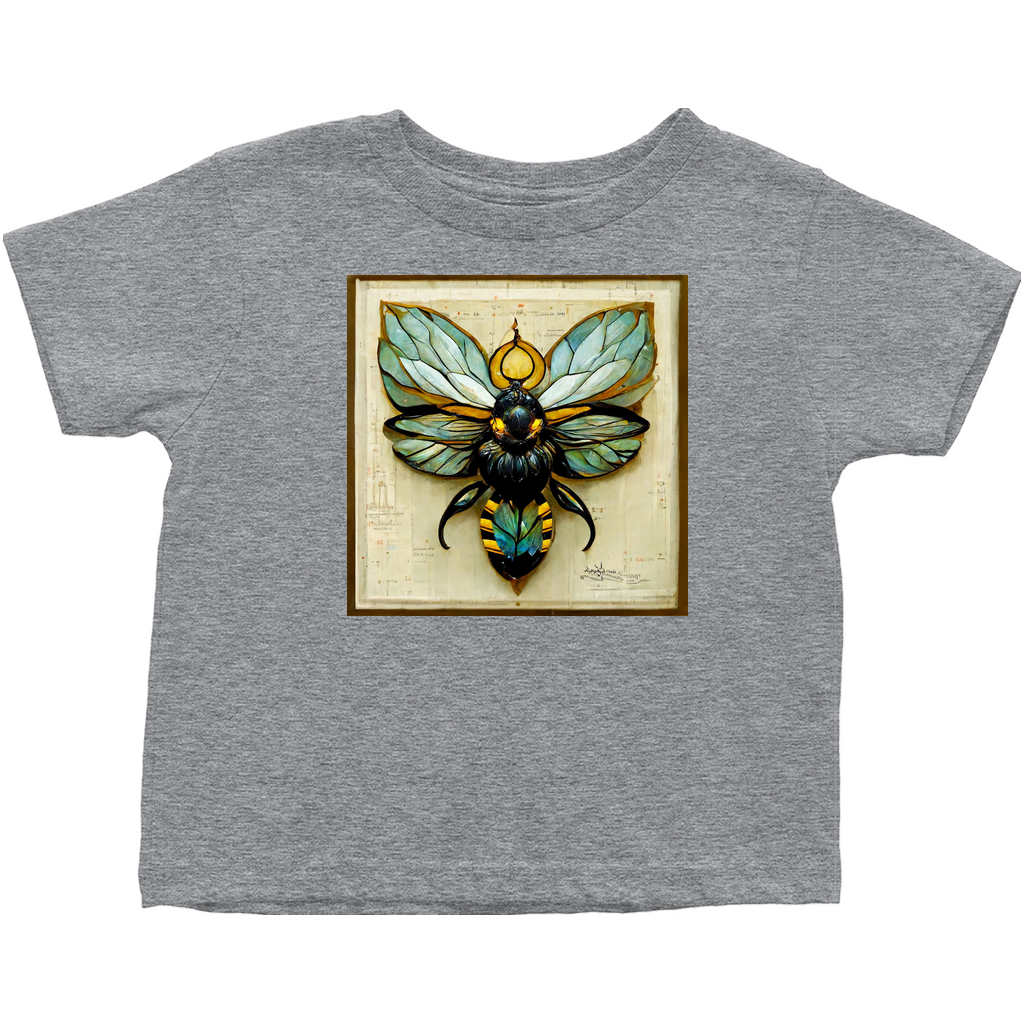 Paper Art Nouveau Bee Toddler T-Shirt Heather Grey Baby & Toddler Tops apparel Paper Art Nouveau Bee