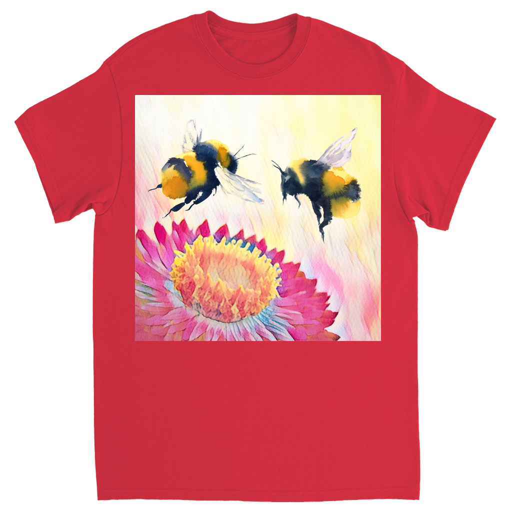 Cheerful Bees Unisex Adult T-Shirt Red Shirts & Tops apparel