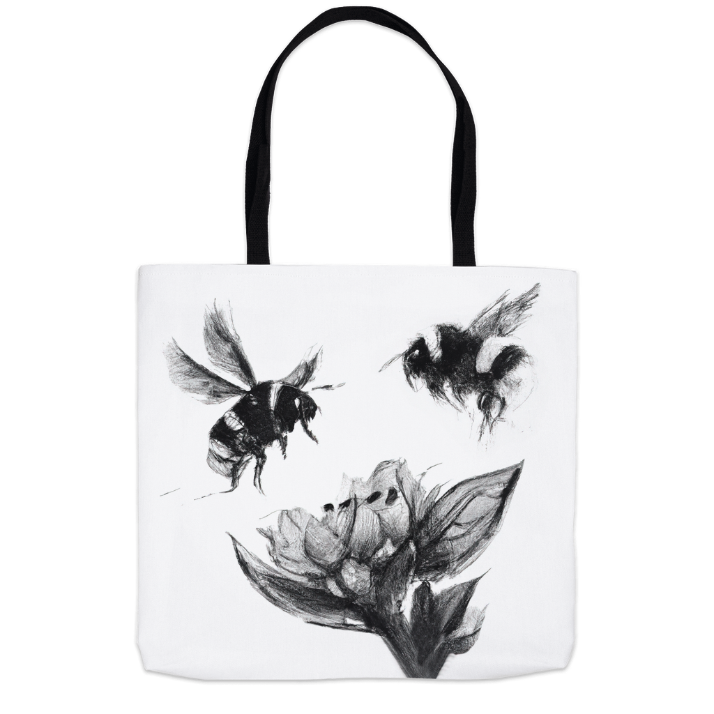 Ink Wash Bumble Bees Tote Bag 18x18 inch Shopping Totes bee tote bag gift for bee lover Ink Wash Bumble Bees original art tote bag totes zero waste bag