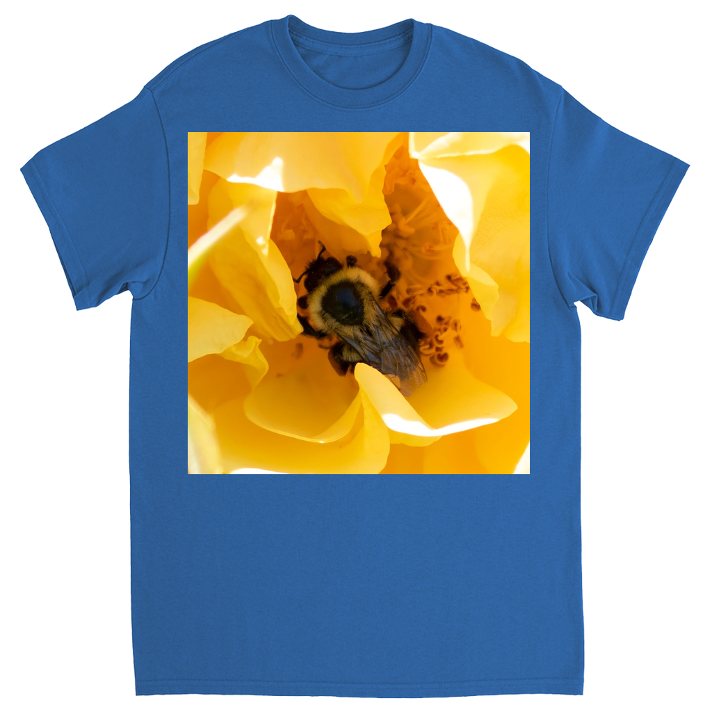 Bee in a Yellow Rose Unisex Adult T-Shirt Royal Shirts & Tops apparel