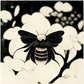 Vintage Japanese Woodcut Bee - Acrylic Print 20x20 inch Acrylic Prints Vintage Japanese Woodcut Bee