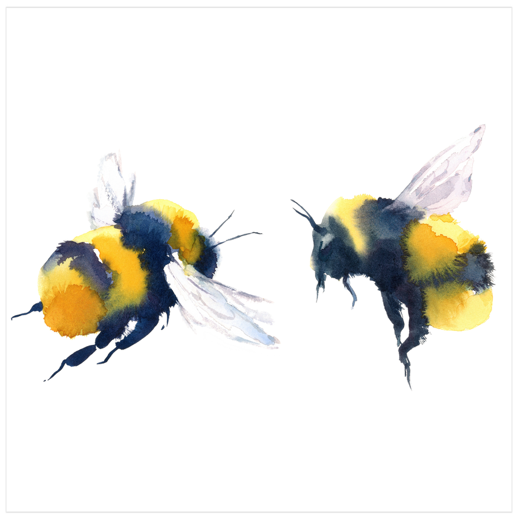 Friendly Flying Bees Poster 20x20 inch Original Art