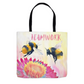 Cheerful Bees Teamwork Tote Bag Shopping Totes bee tote bag gift for bee lover gifts original art tote bag totes zero waste bag