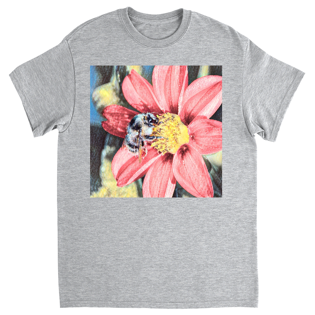 Painted Red Flower Bee Unisex Adult T-Shirt Sport Grey Shirts & Tops apparel