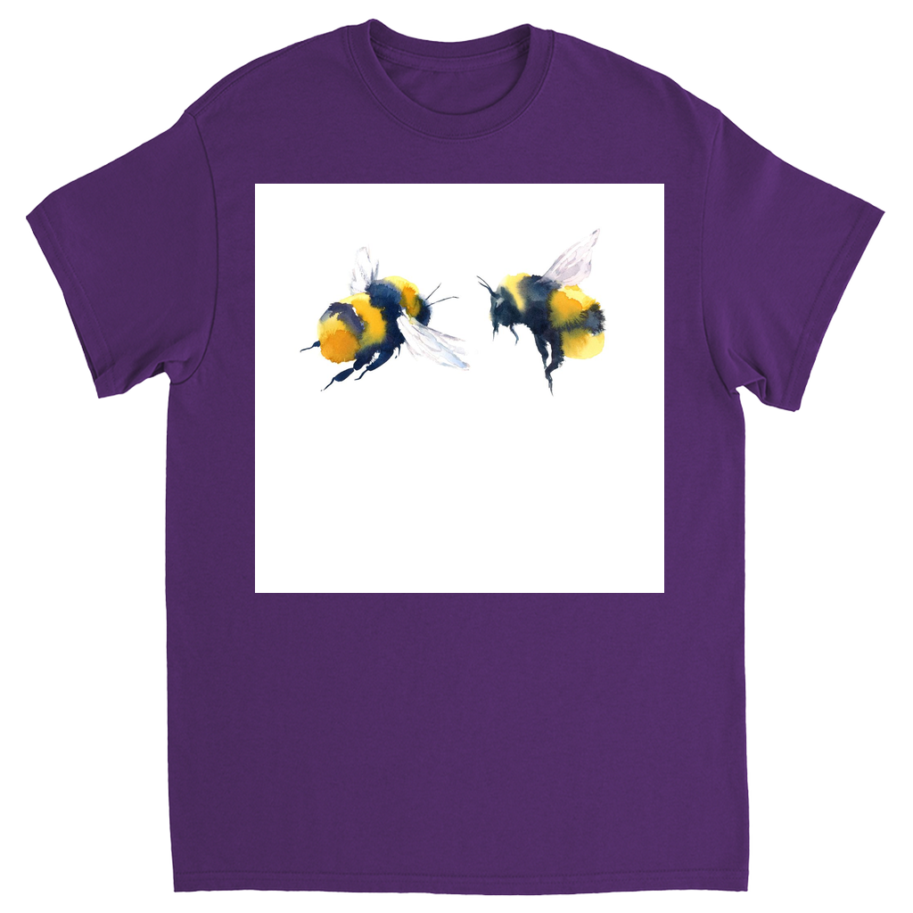 Friendly Flying Bees Unisex Adult T-Shirt Purple Shirts & Tops