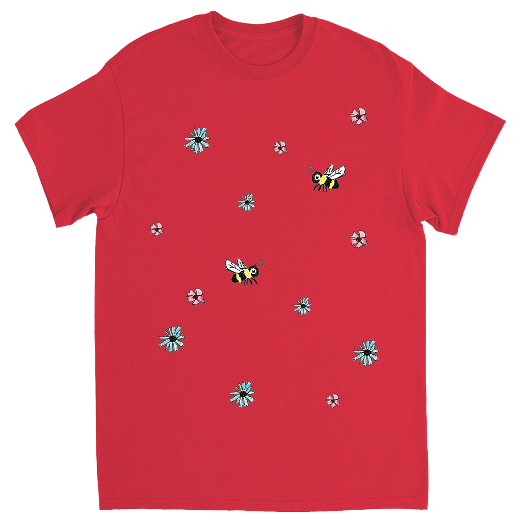 Scratch Drawn Bee Unisex Adult T-Shirt Red Shirts & Tops apparel Scratch Drawn Bee