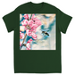Pencil and Wash Bee with Flower Unisex Adult T-Shirt Forest Green Shirts & Tops apparel
