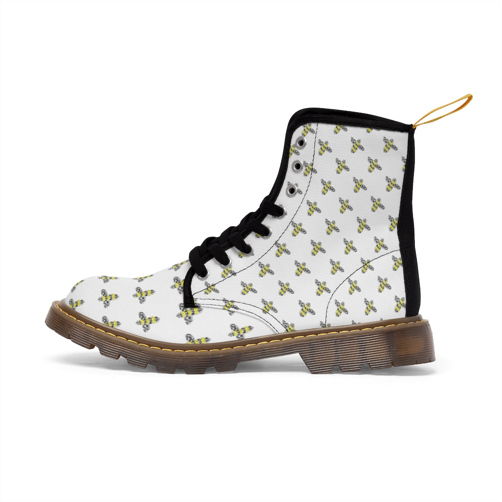 Graphic Bee Women's Canvas Boots Shoes Bee boots combat boots fun womens boots original art boots Shoes unique womens boots vegan boots vegan combat boots womens boots womens fashion boots