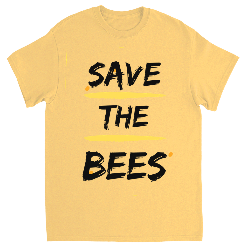 Save the Bees Outlined Unisex Adult T-Shirt Yellow Haze Shirts & Tops