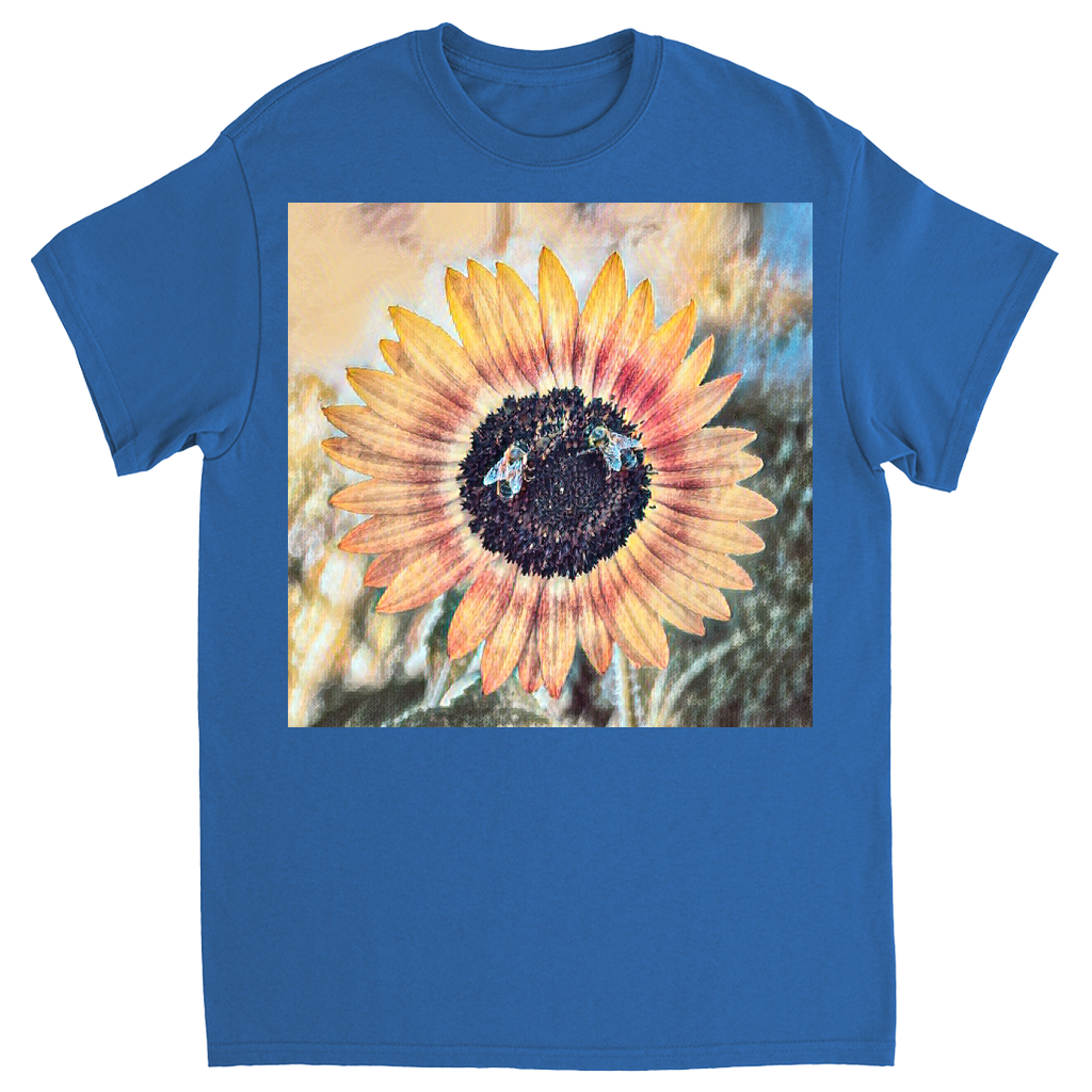 Painted 2 Sunflower Bees T-Shirt Royal Shirts & Tops apparel