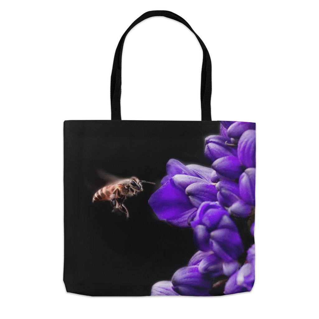 Buzzing Bee with Purple Flower Tote Bag 13x13 inch Shopping Totes bee tote bag Buzzing Bee with Purple Flower gift for bee lover gifts original art tote bag totes zero waste bag