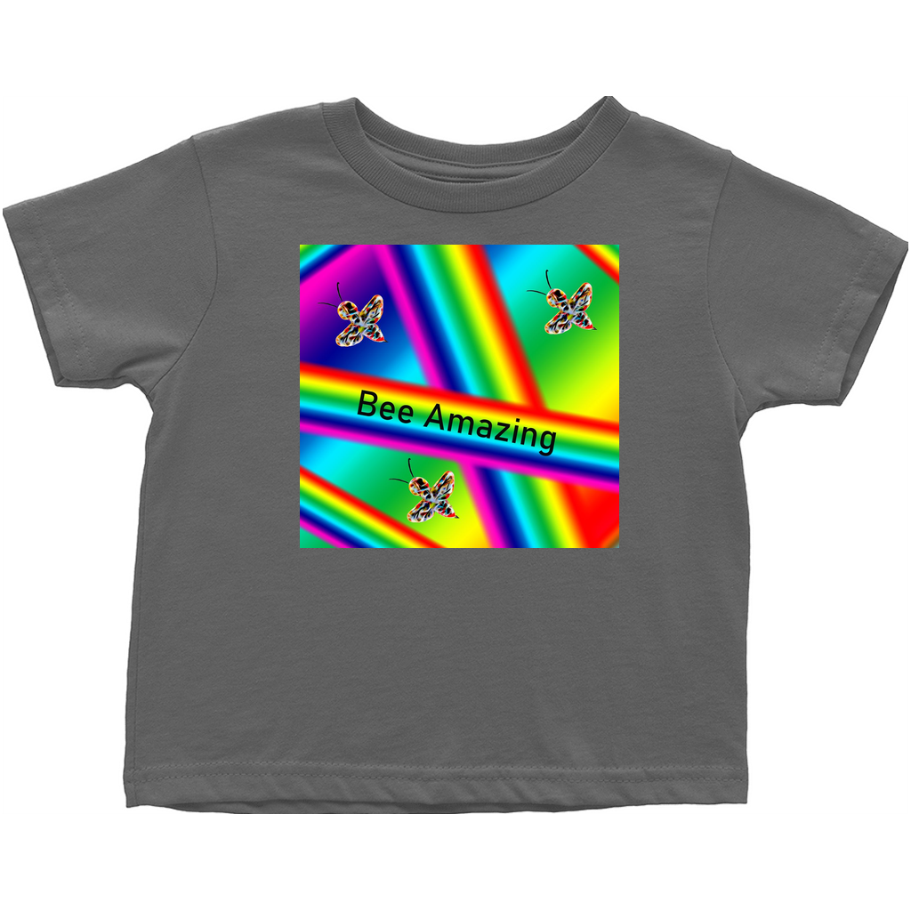 Bee Amazing Rainbow Toddler T-Shirt Charcoal Baby & Toddler Tops apparel