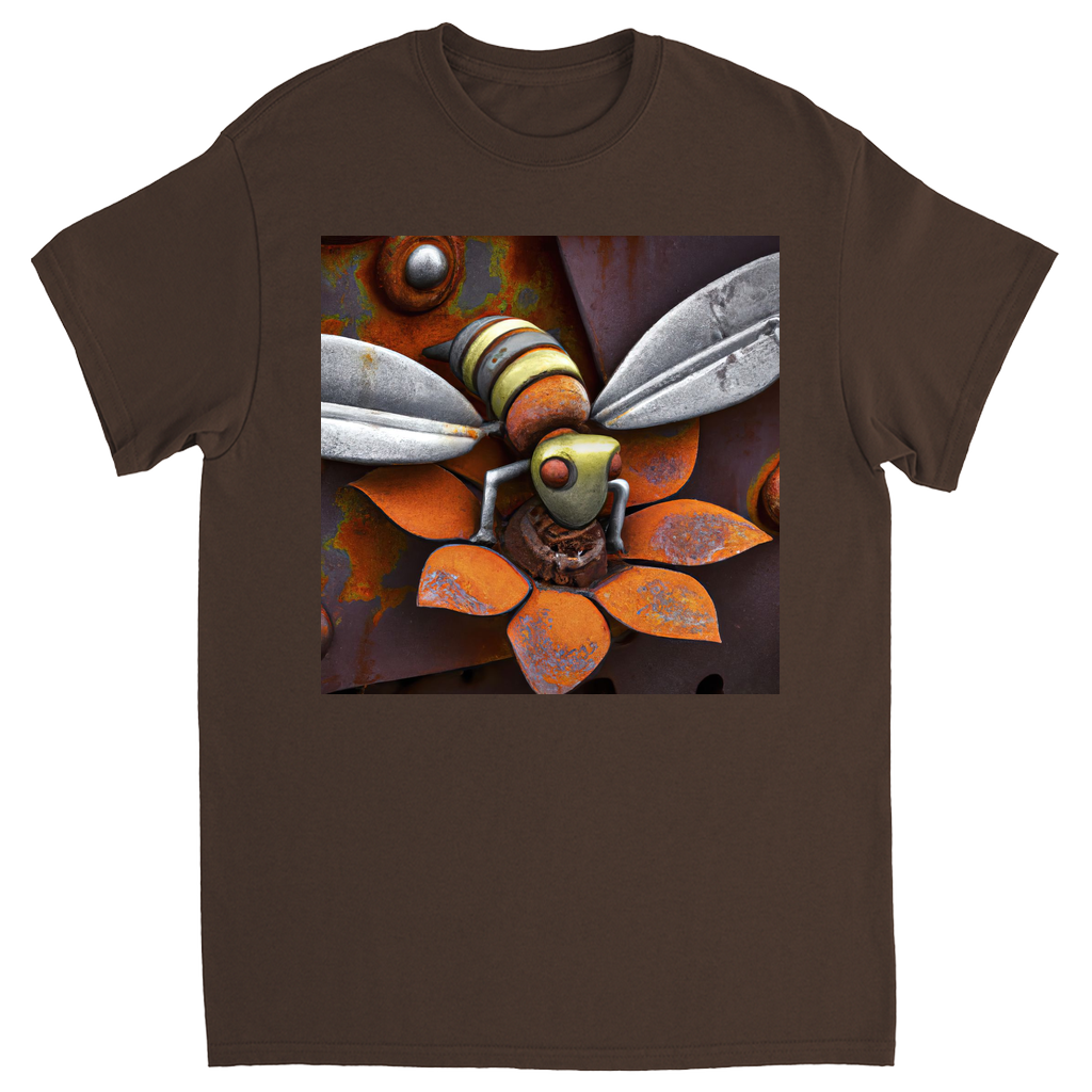 Rusted Bee 14 Unisex Adult T-Shirt Dark Chocolate Shirts & Tops apparel Rusted Metal Bee 14