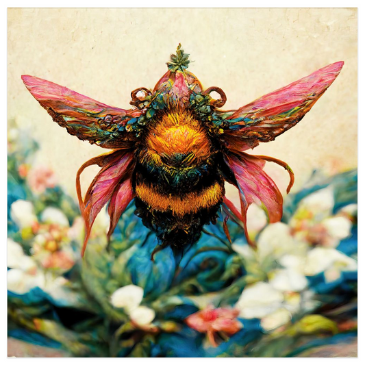 Fantasy Bee Hovering on Flower Poster 12x12 inch 500044 - Home & Garden > Decor > Artwork > Posters, Prints, & Visual Artwork Fantasy Bee Hovering on Flower Poster Prints
