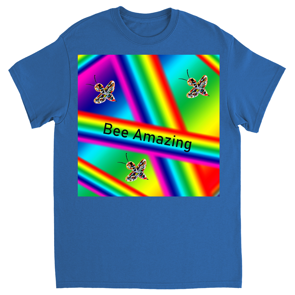 Bee Amazing Rainbow Unisex Adult T-Shirt Royal Shirts & Tops apparel