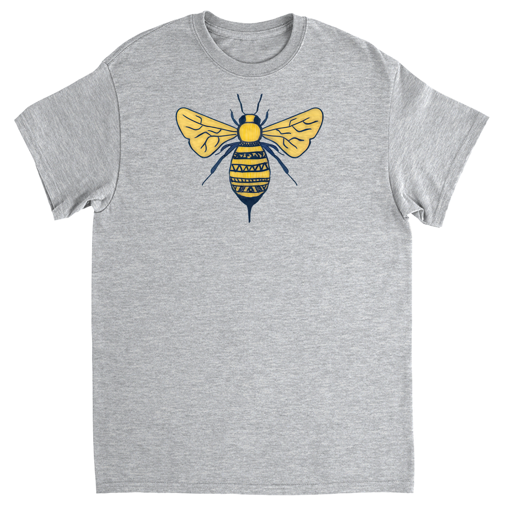 Deep Yellow Doodle Bee Unisex Adult T-Shirt Sport Grey Shirts & Tops apparel