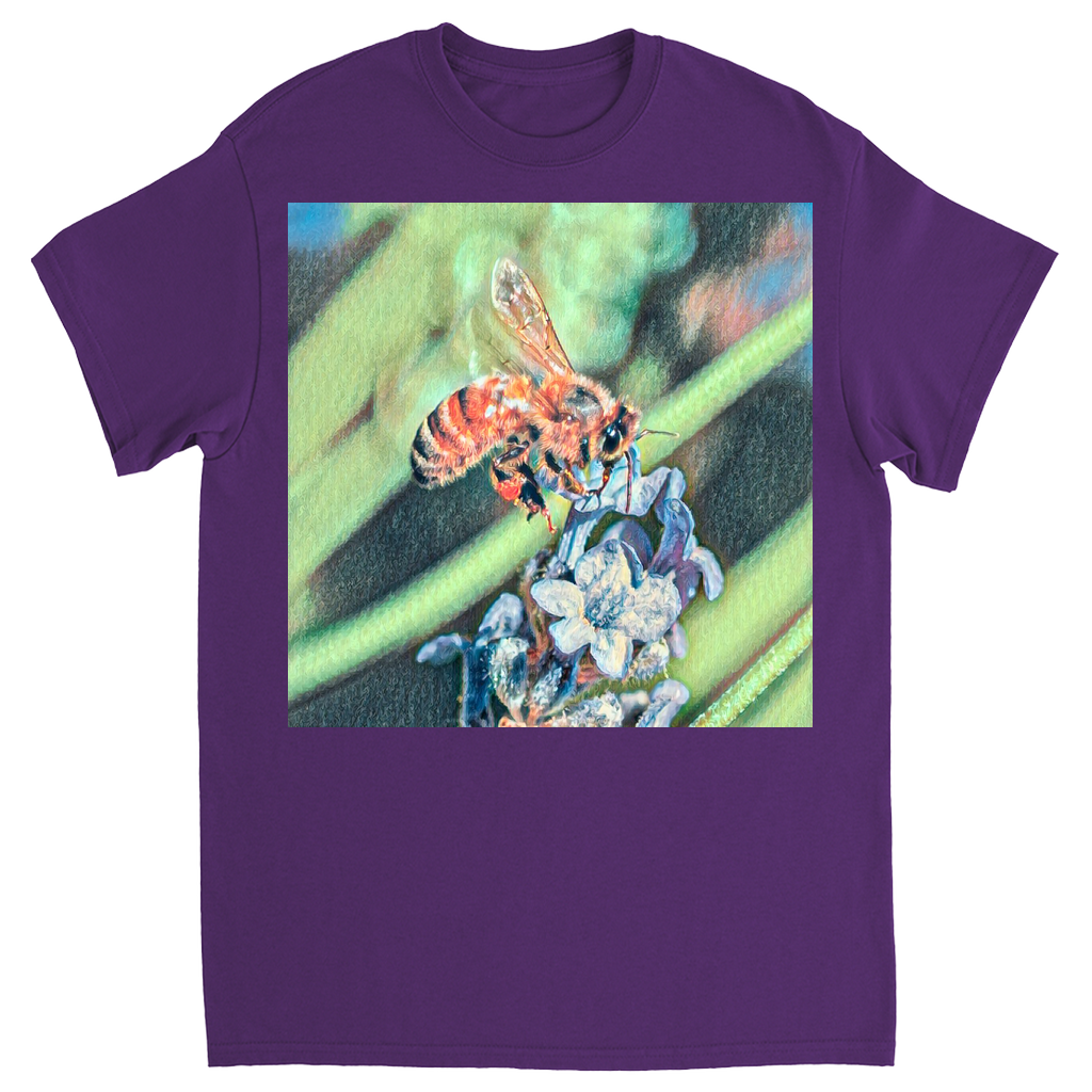 Delicate Job Painted Bee Unisex Adult T-Shirt Purple Shirts & Tops apparel