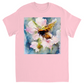 Watercolor Bee Landing on Flower Bee Unisex Adult T-Shirt Light Pink Shirts & Tops apparel Watercolor Bee Landing on Flower