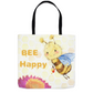 Pastel Bee Happy Tote Bag Shopping Totes bee tote bag gift for bee lover gifts original art tote bag totes zero waste bag