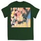 Watercolor Bee with Flower Unisex Adult T-Shirt Forest Green Shirts & Tops apparel