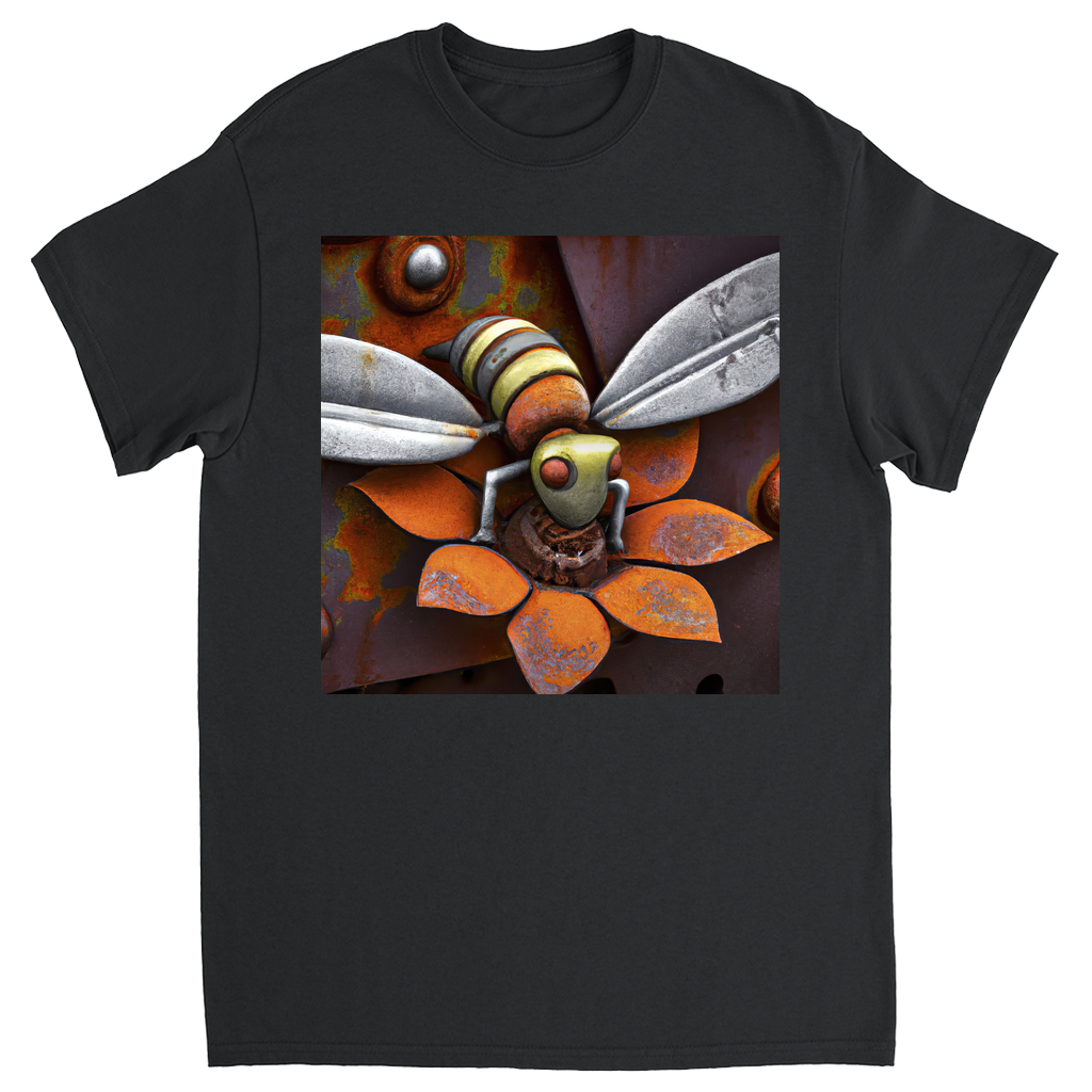 Rusted Bee 14 Unisex Adult T-Shirt Black Shirts & Tops apparel Rusted Metal Bee 14
