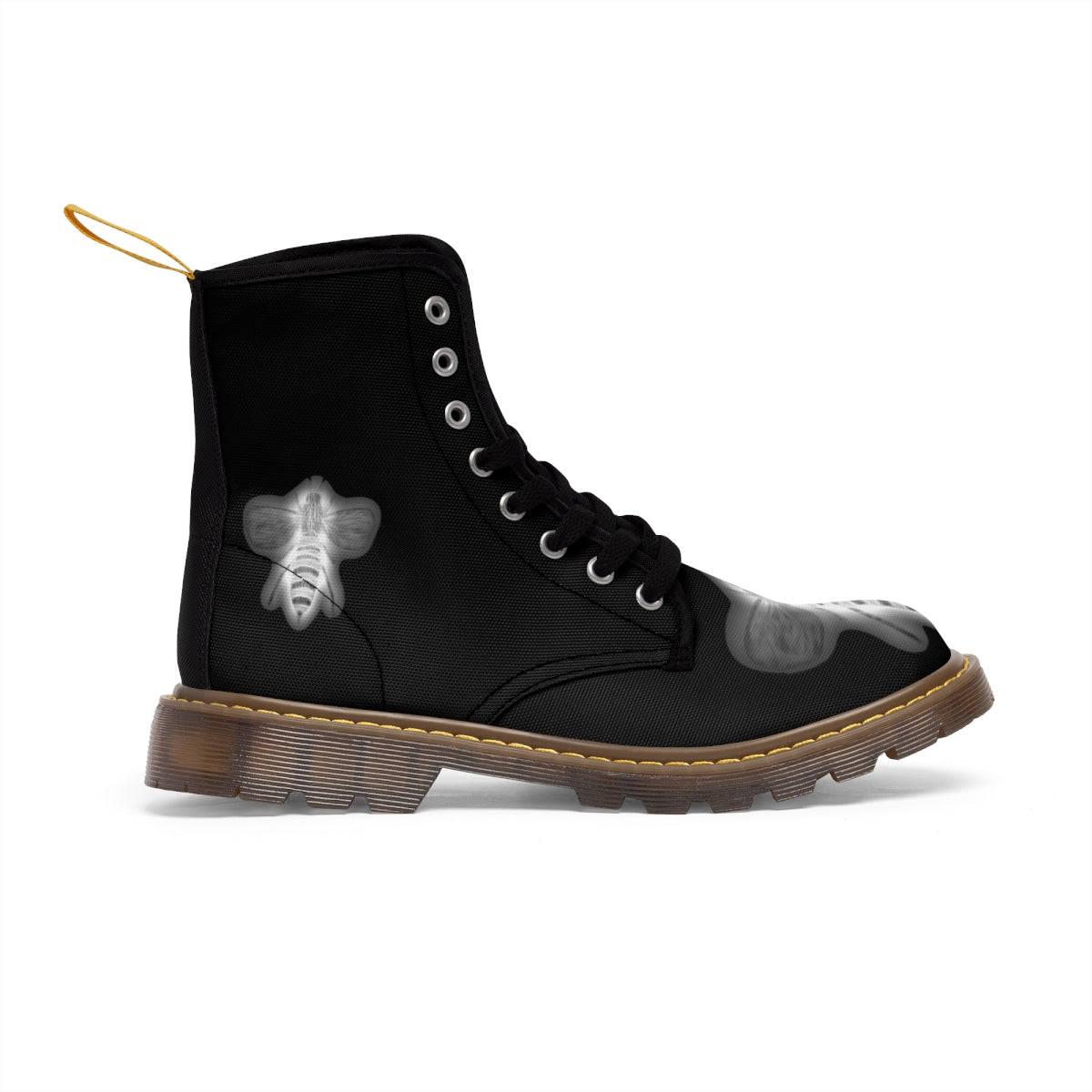 Negative Bee Women's Black Canvas Boots Shoes Bee boots combat boots fun womens boots original art boots Shoes unique womens boots vegan boots vegan combat boots womens black boots womens boots womens fashion boots