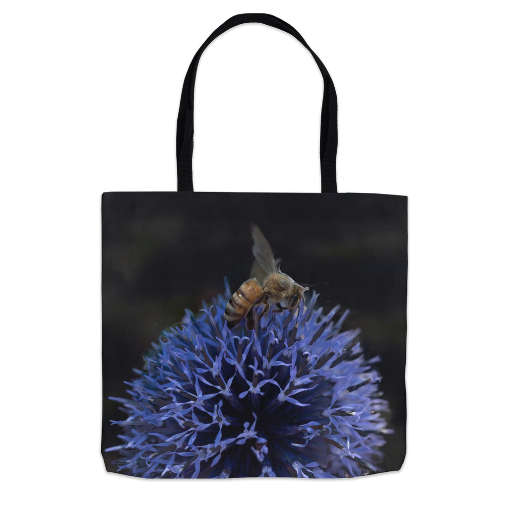 Bee on a Purple Ball Flower Tote Bag Shopping Totes bee tote bag gift for bee lover gifts original art tote bag zero waste bag