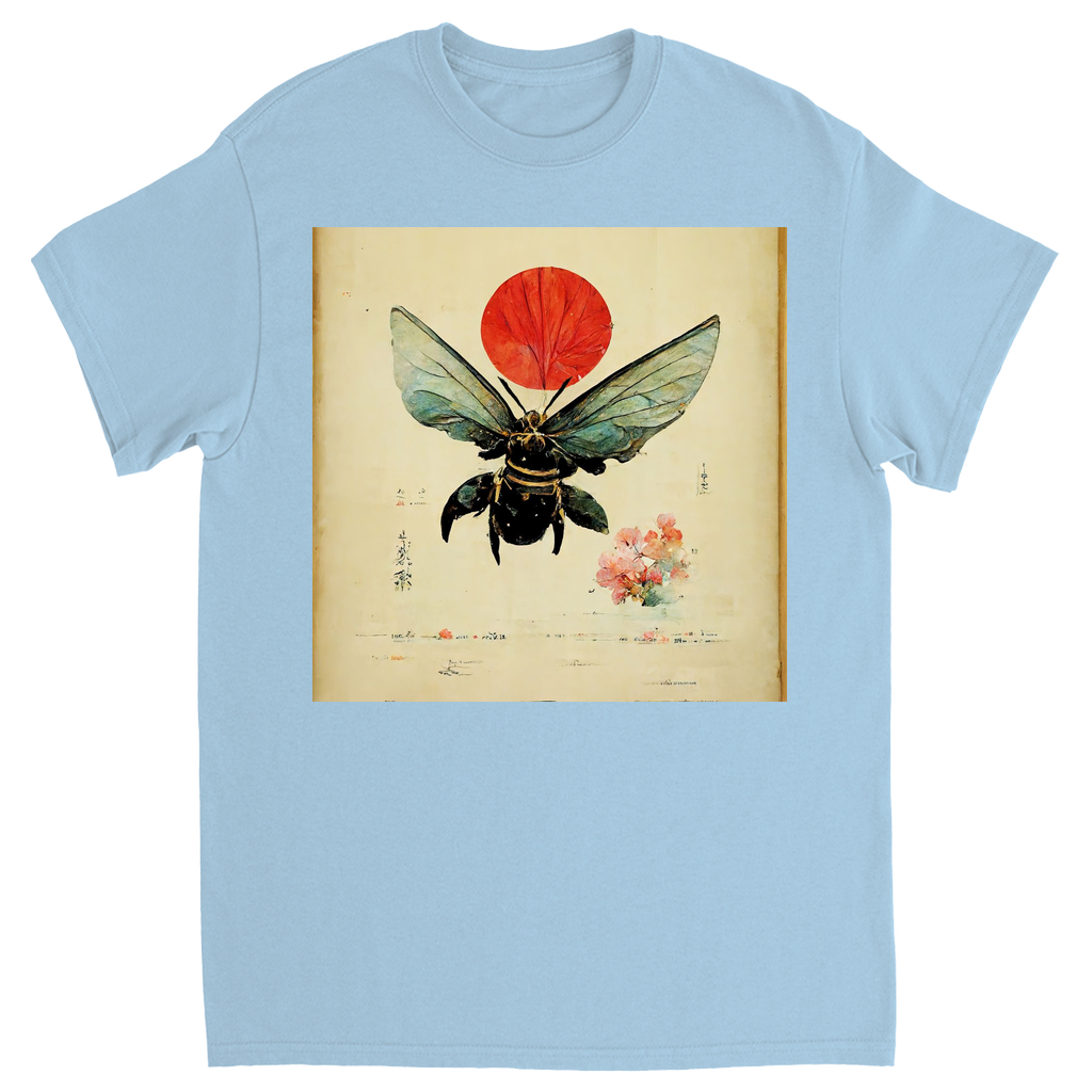 Vintage Japanese Bee with Sun Unisex Adult T-Shirt Light Blue Shirts & Tops apparel Vintage Japanese Bee with Sun