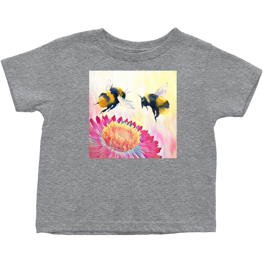 Cheerful Bees Toddler T-Shirt Heather Grey Baby & Toddler Tops apparel