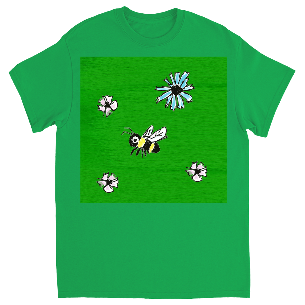 Scratch Drawn Bee 2 T-Shirt Irish Green Shirts & Tops apparel Scratch Drawn Bee