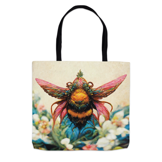 Fantasy Bee Hovering on Flower Tote Bag 13x13 inch Shopping Totes bee tote bag Fantasy Bee Hovering on Flower gift for bee lover gifts original art tote bag totes zero waste bag