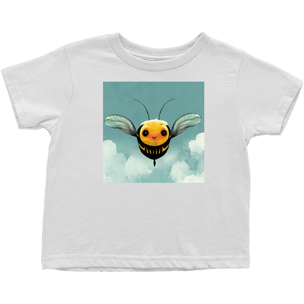 Happy Blue Cartoon Bee Toddler T-Shirt White Baby & Toddler Tops apparel Happy Blue Cartoon Bee