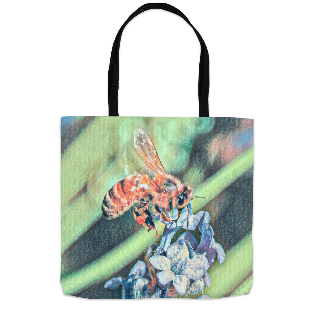 Delicate Job Painted Bee Tote Bag 18x18 inch Shopping Totes bee tote bag gift for bee lover gifts original art tote bag totes zero waste bag