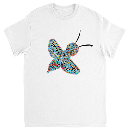 Abstract Twirly Blue Bee Unisex Adult T-Shirt White Shirts & Tops apparel