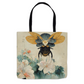 Vintage Japanese Paper Flying Bee Tote Bag Shopping Totes bee tote bag gift for bee lover gifts original art tote bag totes Vintage Japanese Paper Flying Bee zero waste bag