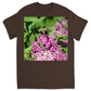 Bumble Bee on a Mound of Pink Flowers Unisex Adult T-Shirt Dark Chocolate Shirts & Tops apparel
