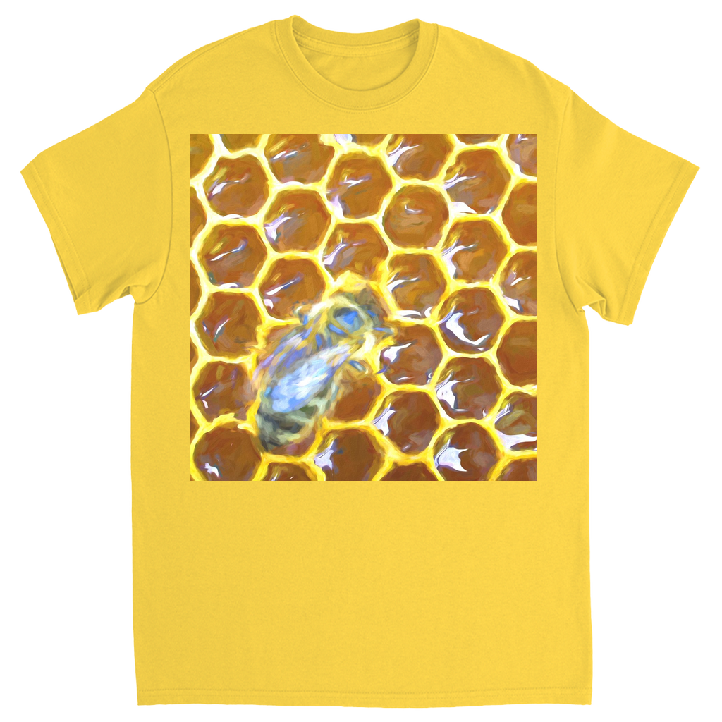 Bee on Honeycomb Unisex Adult T-Shirt Daisy Shirts & Tops apparel