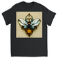 Blue Art Nouveau Bee T-Shirt Black Shirts & Tops apparel Blue Art Nouveau Bee