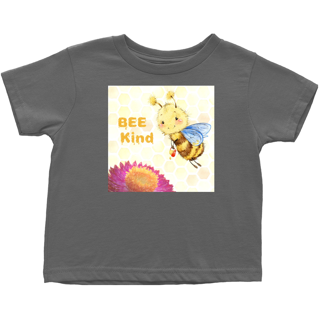 Pastel Bee Kind Toddler T-Shirt Charcoal Baby & Toddler Tops apparel