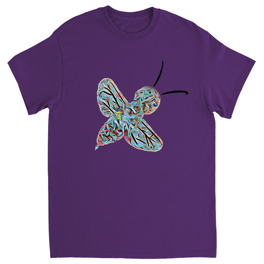 Abstract Twirly Blue Bee Unisex Adult T-Shirt Purple Shirts & Tops apparel