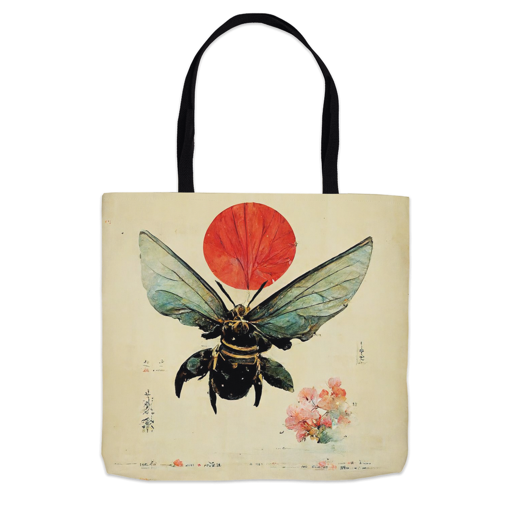 Vintage Japanese Bee with Sun Tote Bag 16x16 inch Shopping Totes bee tote bag gift for bee lover gifts original art tote bag totes Vintage Japanese Bee with Sun zero waste bag