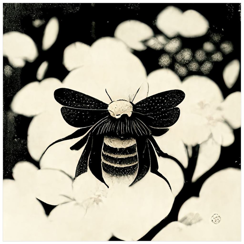 Vintage Japanese Woodcut Bee Poster 20x20 inch 500044 - Home & Garden > Decor > Artwork > Posters, Prints, & Visual Artwork Poster Prints Vintage Japanese Woodcut Bee