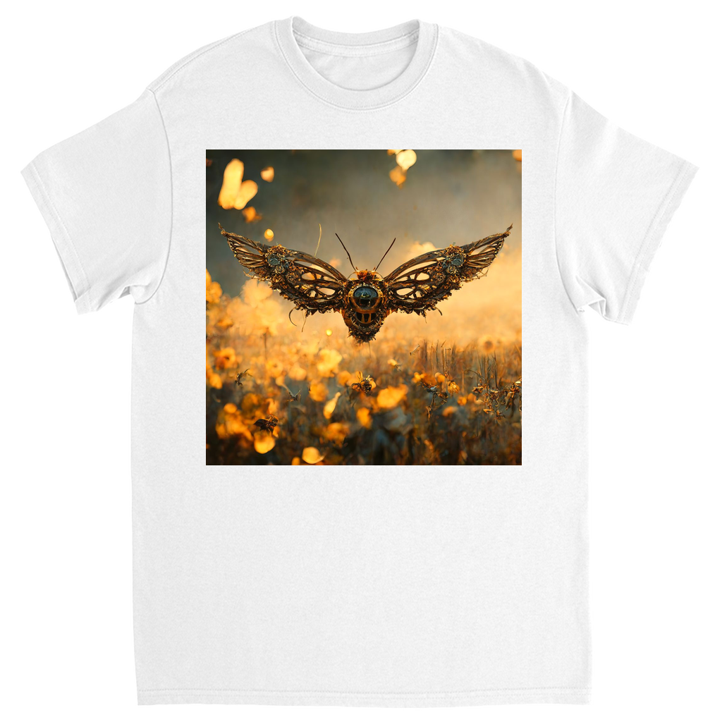 Metal Flying Steampunk Bee Unisex Adult T-Shirt White Shirts & Tops apparel Metal Flying Steampunk Bee
