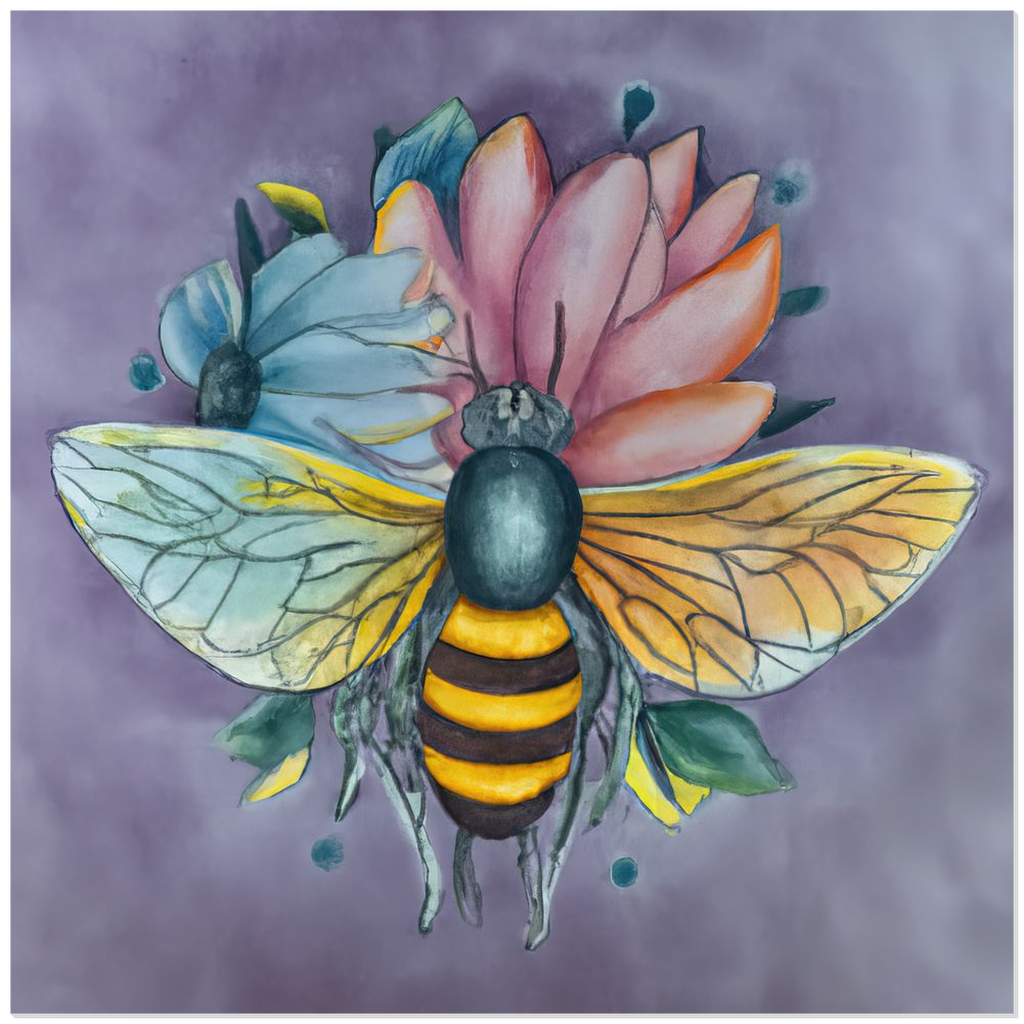 Pastel Dreams Bee - Acrylic Print 12x12 inch Posters, Prints, & Visual Artwork Acrylic Prints Pastel Dreams Bee