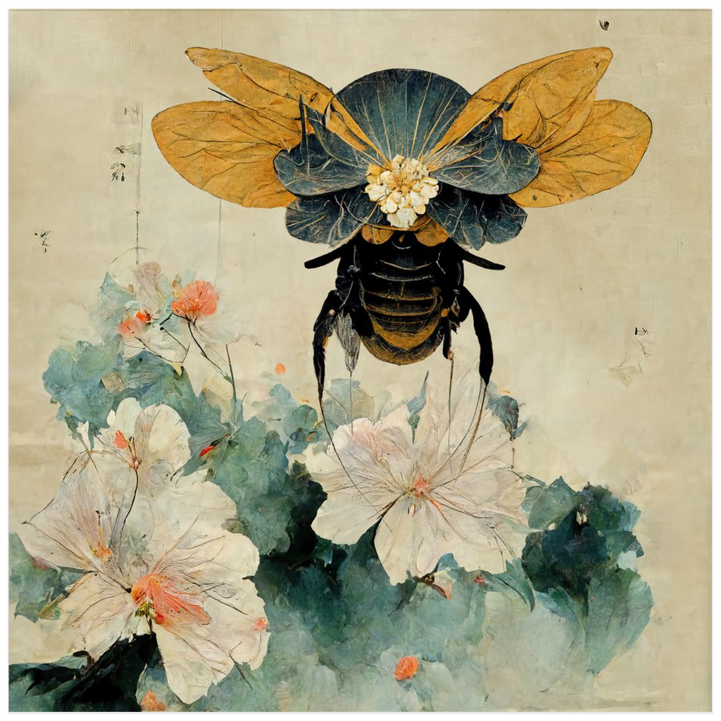 Vintage Japanese Paper Flying Bee Poster 500044 - Home & Garden > Decor > Artwork > Posters, Prints, & Visual Artwork Poster Prints Vintage Japanese Paper Flying Bee